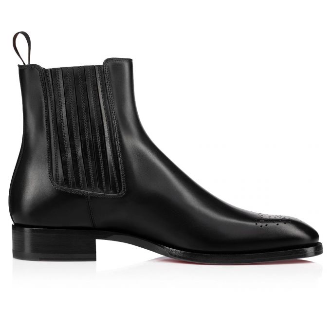 Christian Louboutin Angloman Calf Booty Muške Čizme Crne | RS-77741