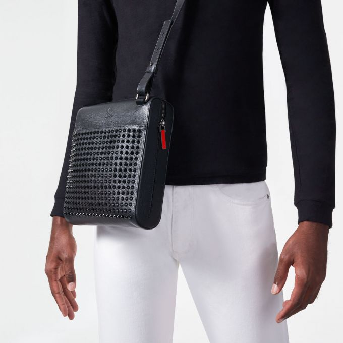 Christian Louboutin Benech Medium Classic Koža Messenger Bags Muške Messenger Bags Crne | RS-37212