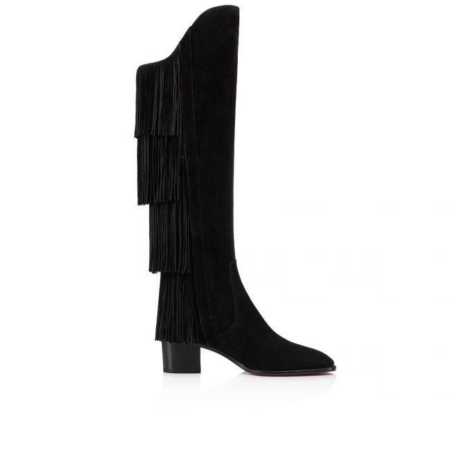 Christian Louboutin Boot Lion 55 Veau Velours Boots Ženske Čizme Crne | RS-70733