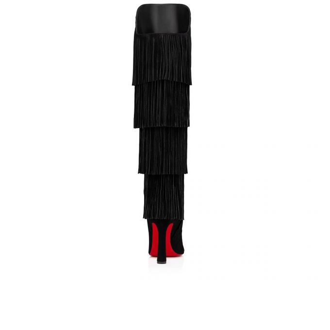 Christian Louboutin Boot Lionne 100 Veau Velours Boots Ženske Čizme Crne | RS-88270