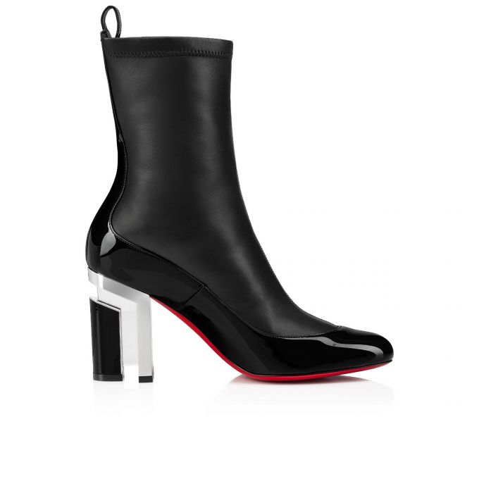 Christian Louboutin Bootnik 85 Patent Boots Ženske Čizme Crne Srebrne | RS-96758