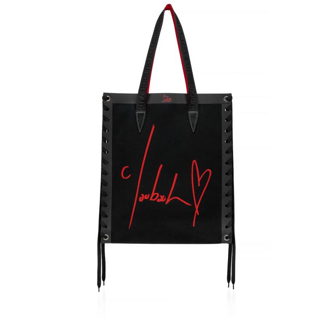 Christian Louboutin Cabalace Small Creative Fabric Tote Bags Ženske Torba Tote Crne Crvene | RS-00214