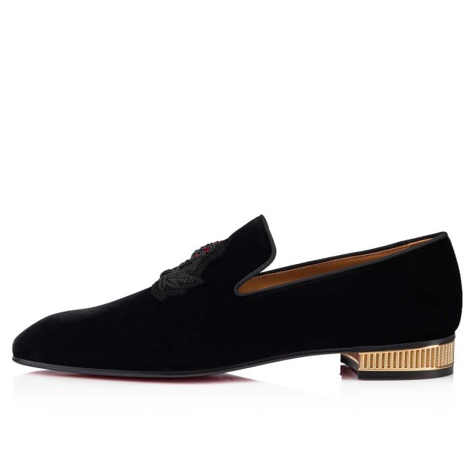 Christian Louboutin Captain Colonna 000 Velvet Loafer Muške Loafers Crne Zlatne | RS-09329