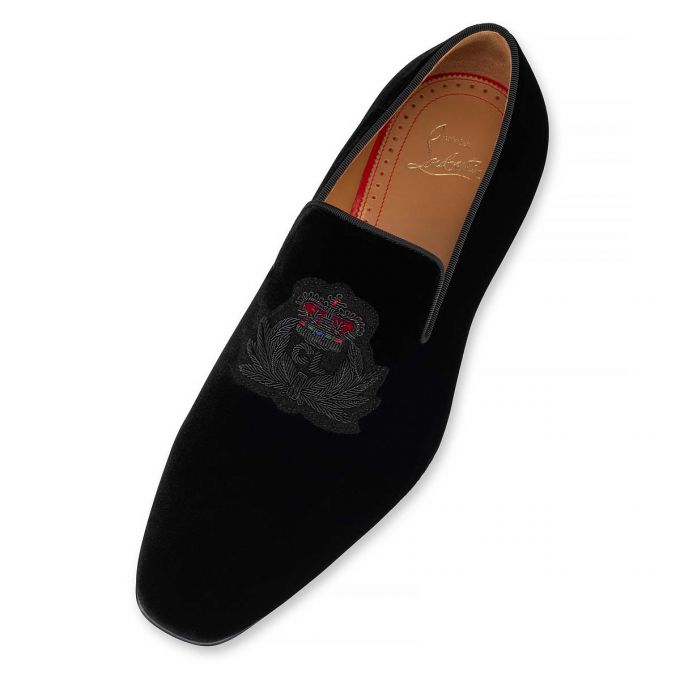 Christian Louboutin Captain Colonna 000 Velvet Loafer Muške Loafers Crne Zlatne | RS-09329