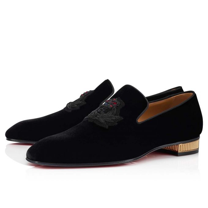 Christian Louboutin Captain Colonna 000 Velvet Loafer Muške Loafers Crne Zlatne | RS-09329