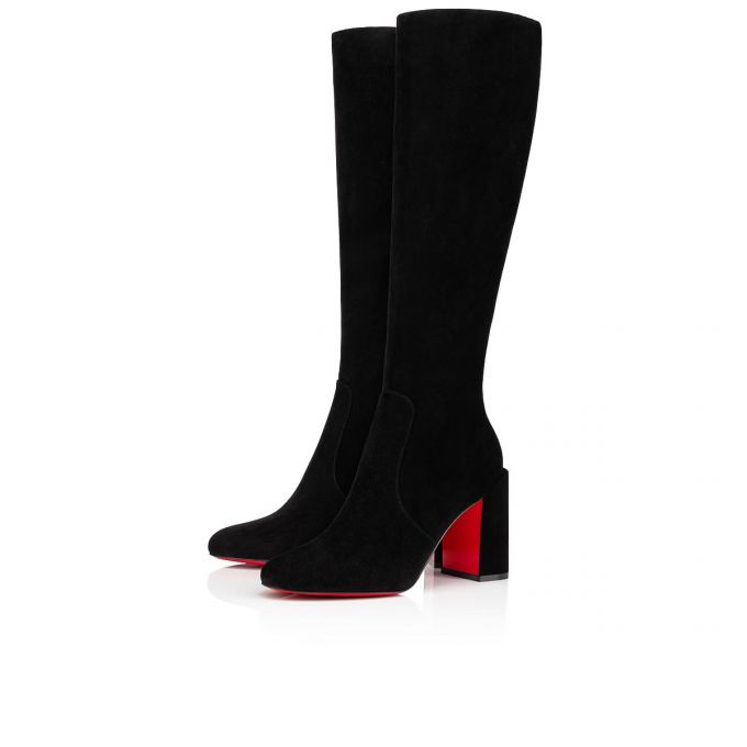 Christian Louboutin Cavalika 85 Veau Velours Boots Ženske Čizme Crne | RS-86939