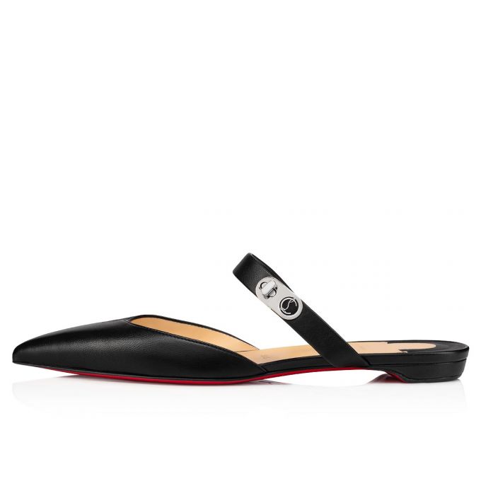 Christian Louboutin Choc Lock Nappa Flats Ženske Flats Crne | RS-58499