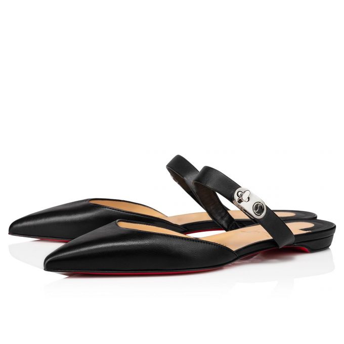 Christian Louboutin Choc Lock Nappa Flats Ženske Flats Crne | RS-58499