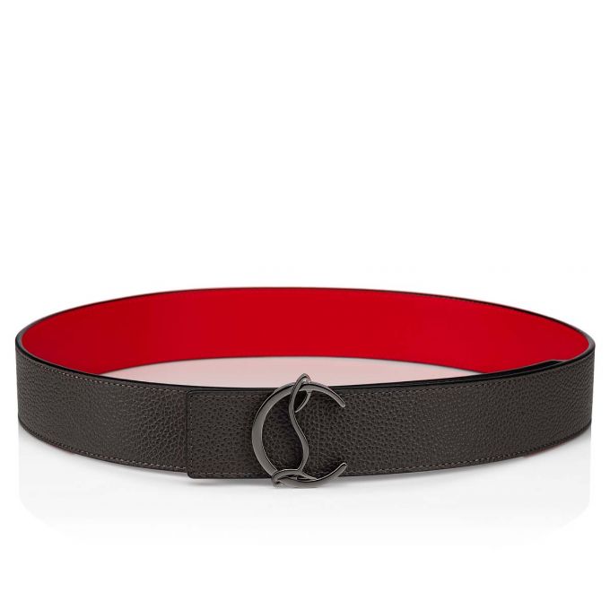 Christian Louboutin Cl Logo Belt 40 Classic Koža Belts Muške Remeni Tamno Sive Crvene Metalne | RS-78608