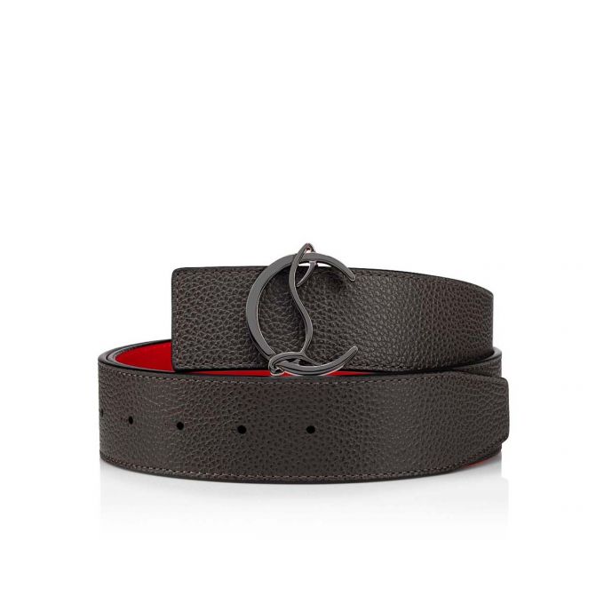 Christian Louboutin Cl Logo Belt 40 Classic Koža Belts Muške Remeni Tamno Sive Crvene Metalne | RS-78608