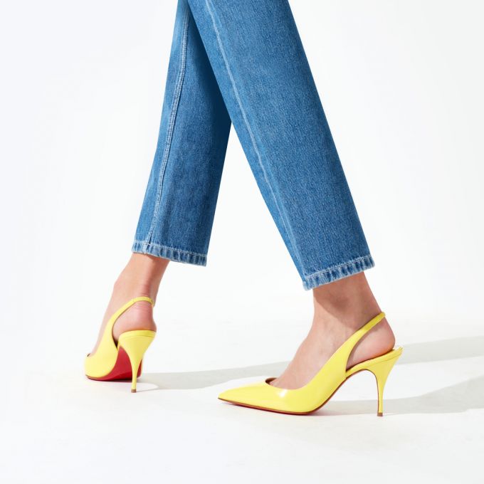 Christian Louboutin Clare Sling 080 80 Citronnade Patent Sandals Ženske Sandale Žute | RS-46293