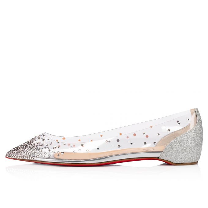 Christian Louboutin Degrastrass Pvc 000 Version Pvc Flats Ženske Flats Srebrne | RS-53321