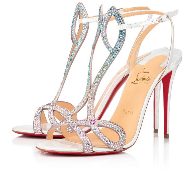 Christian Louboutin Double L Sandal Strass 100 Suede T Strap Ženske T Strap Visebojne Bijele | RS-48999