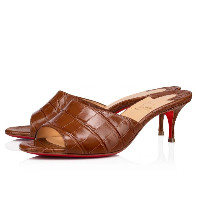 Christian Louboutin East Mule 55 Calf Mules Ženske Mules Smeđe | RS-10934