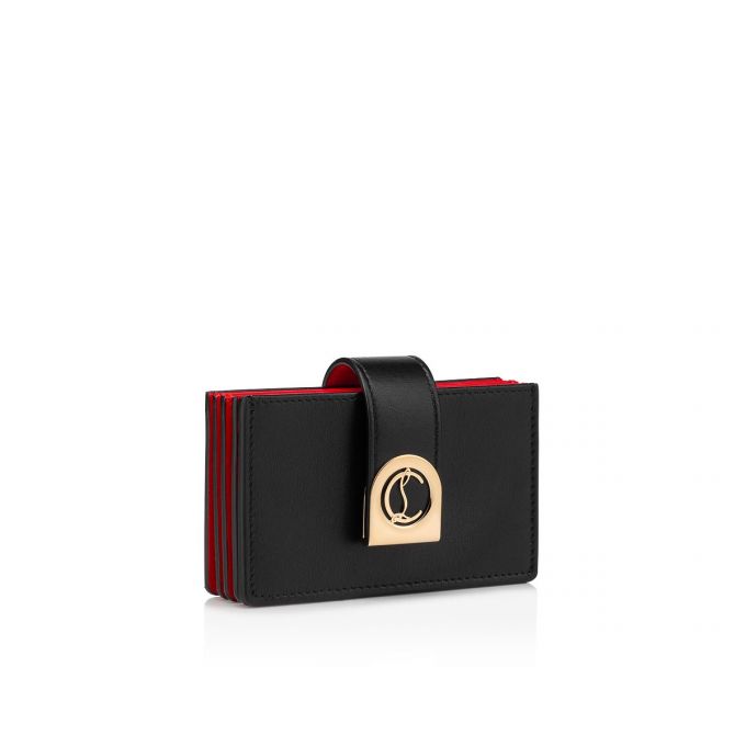 Christian Louboutin Elisa Accordeon Card Holder Classic Koža Card Holder Ženske Card Holder Crne Zlatne | RS-24938