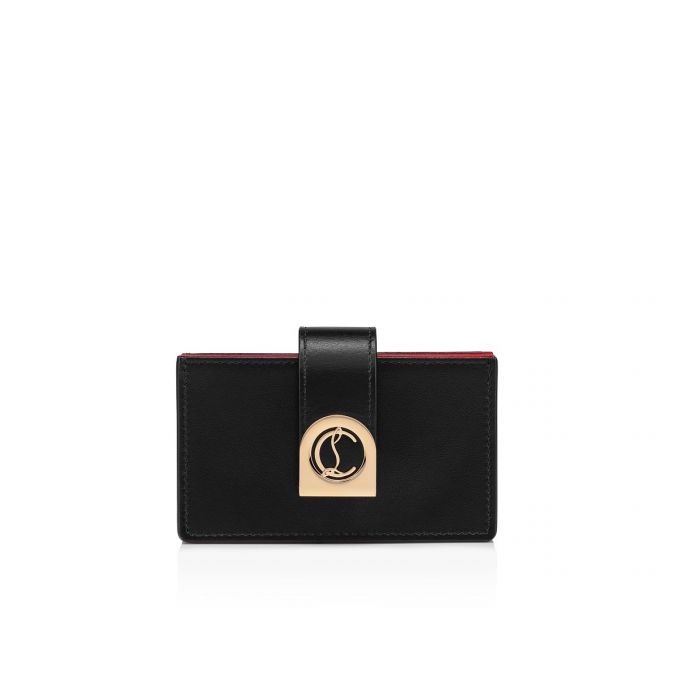 Christian Louboutin Elisa Accordeon Card Holder Classic Koža Card Holder Ženske Card Holder Crne Zlatne | RS-24938