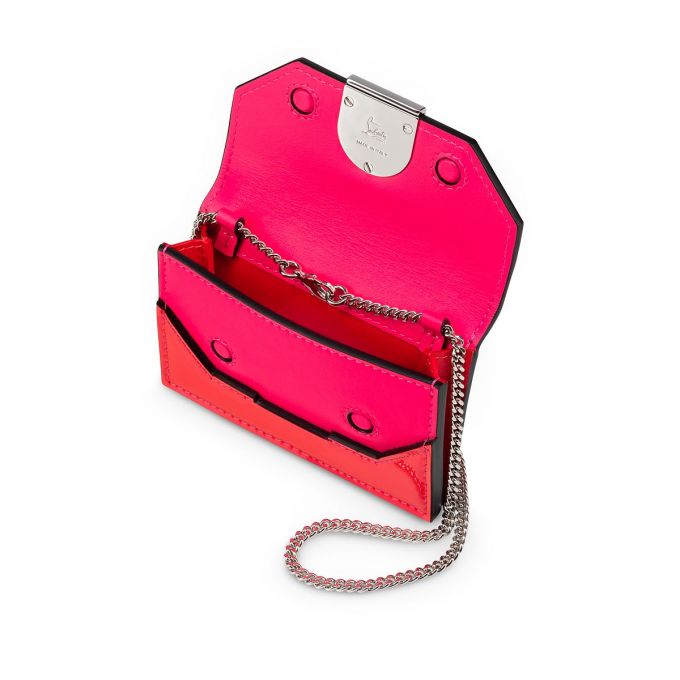 Christian Louboutin Elisa Chain Card Holder Creative Koža Card Holder Ženske Card Holder Roze Srebrne | RS-26488