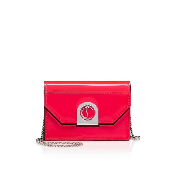 Christian Louboutin Elisa Chain Card Holder Creative Koža Card Holder Ženske Card Holder Roze Srebrne | RS-26488