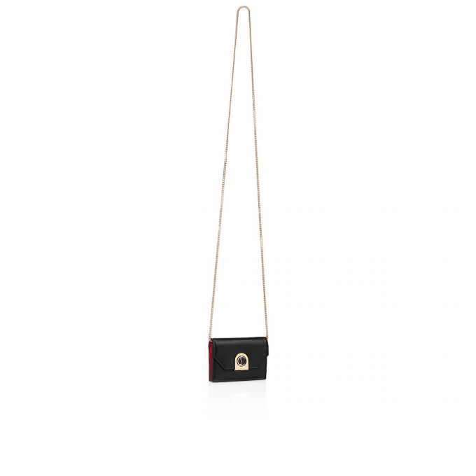 Christian Louboutin Elisa Chain Card Holder Classic Koža Card Holder Ženske Card Holder Crne Zlatne | RS-84679