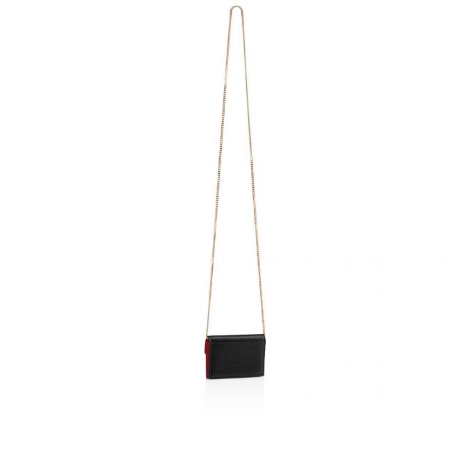 Christian Louboutin Elisa Chain Card Holder Classic Koža Card Holder Ženske Card Holder Crne Zlatne | RS-84679