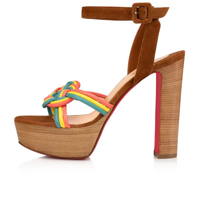 Christian Louboutin Ella 130 Nappa Sandals Ženske Sandale Visebojne Bež | RS-51908