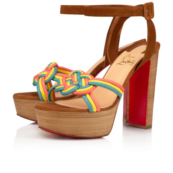 Christian Louboutin Ella 130 Nappa Sandals Ženske Sandale Visebojne Bež | RS-51908