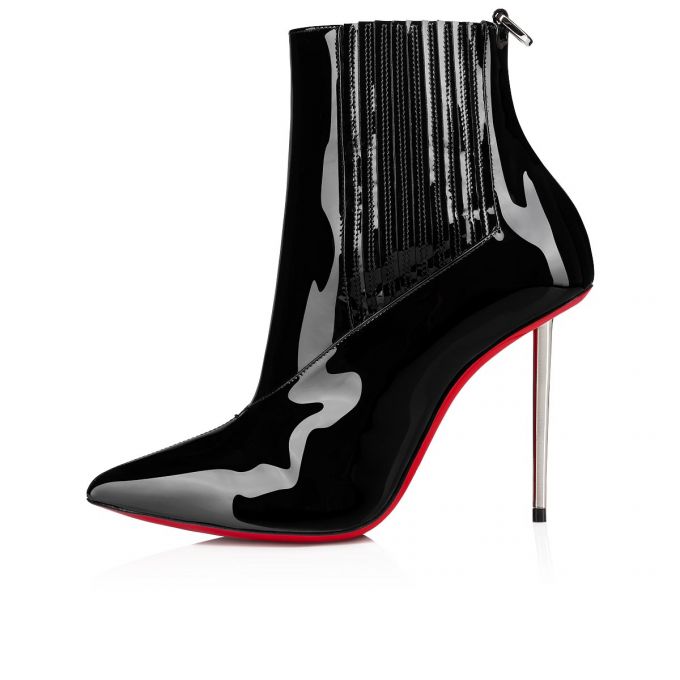 Christian Louboutin Epic Boot 100 Patent Boots Ženske Čizme Crne | RS-73316