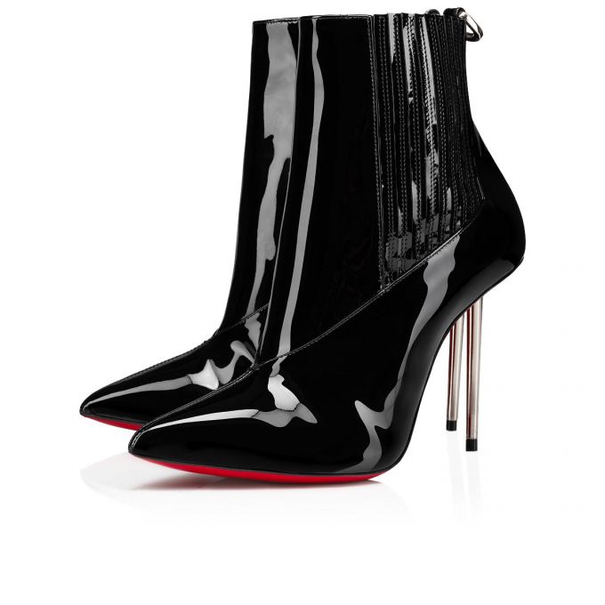 Christian Louboutin Epic Boot 100 Patent Boots Ženske Čizme Crne | RS-73316