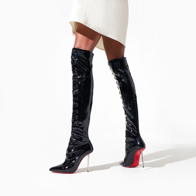 Christian Louboutin Epic Et French 100 Patent Boots Ženske Čizme Crne | RS-60517