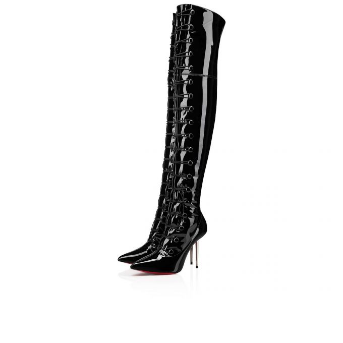 Christian Louboutin Epic Et French 100 Patent Boots Ženske Čizme Crne | RS-60517