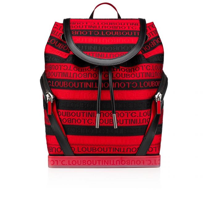 Christian Louboutin Explorafunk Creative Fabric Backpack Muške Ruksak Crne Crvene | RS-04169