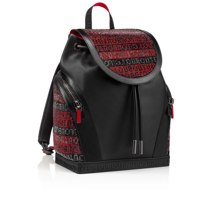 Christian Louboutin Explorafunk S Creative Koža Backpack Muške Ruksak Crne Crvene | RS-40769