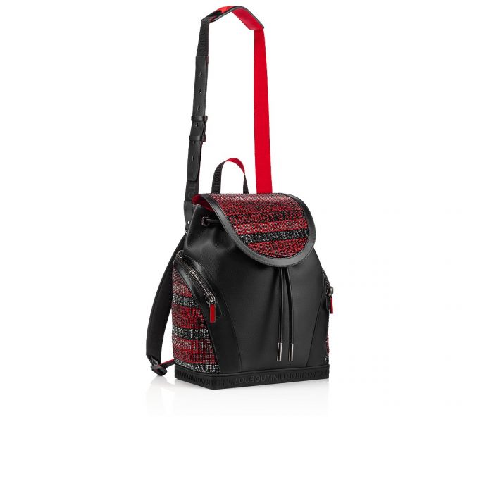 Christian Louboutin Explorafunk S Creative Koža Backpack Muške Ruksak Crne Crvene | RS-40769