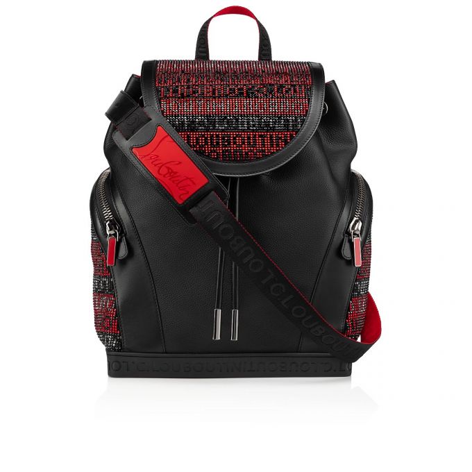 Christian Louboutin Explorafunk S Creative Koža Backpack Muške Ruksak Crne Crvene | RS-40769