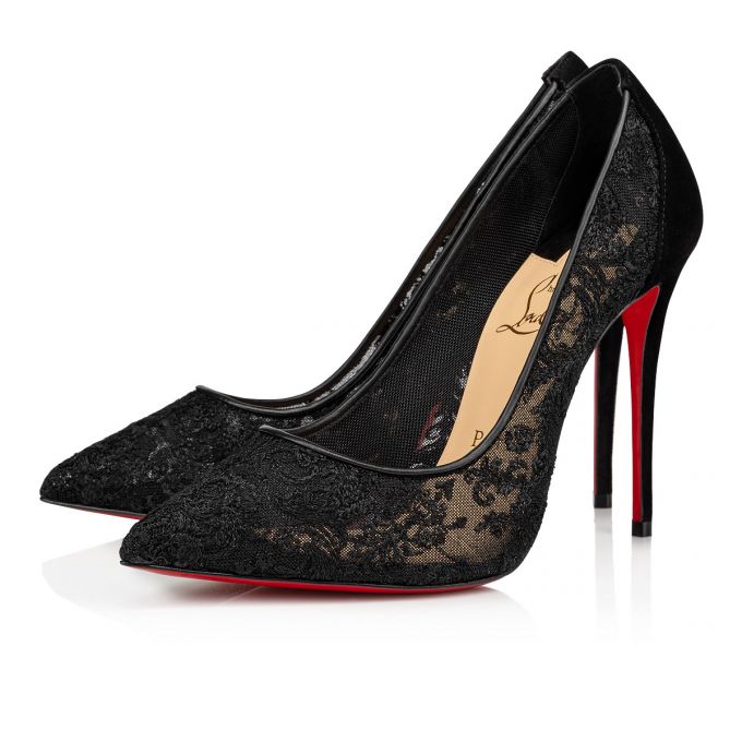 Christian Louboutin Follies Lace 100 Version Dentelle Pumps Ženske Pumps Crne | RS-20480