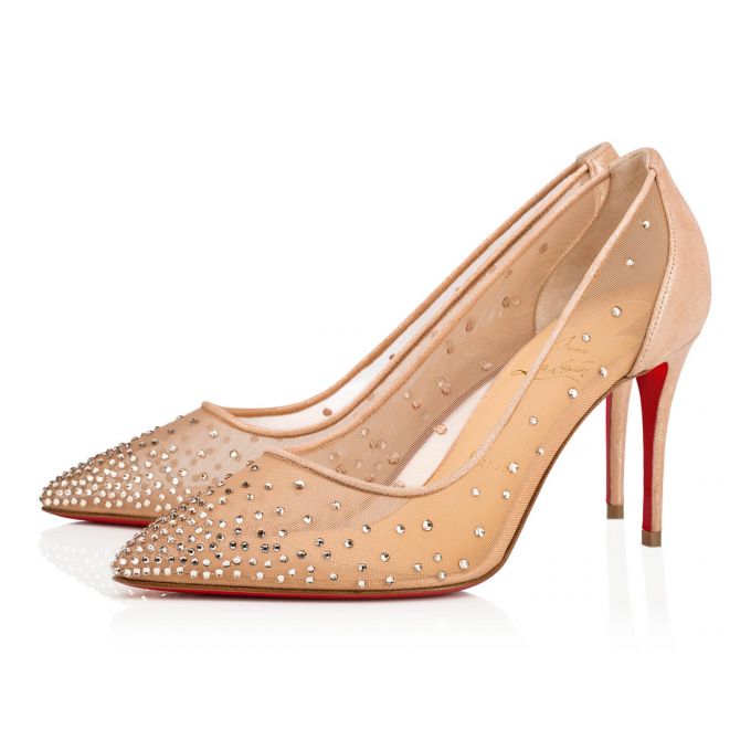 Christian Louboutin Follies Strass 085 85 Version Light Silk Suede Pumps Ženske Pumps Bež | RS-06631