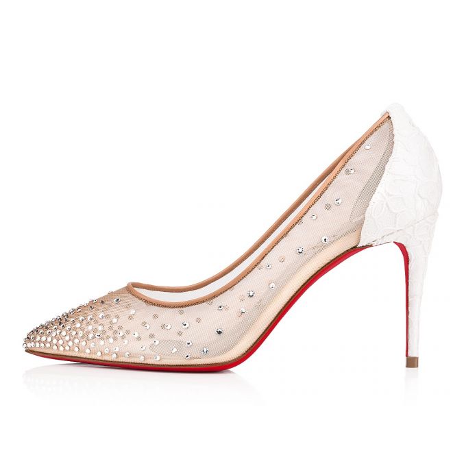 Christian Louboutin Follies Strass 085 85 Version Off Dentelle Pumps Ženske Pumps Bijele | RS-54401