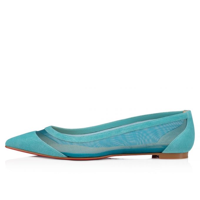 Christian Louboutin Galativi 000 Version Noumea Veau Velours Flats Ženske Flats Tirkizne | RS-51796