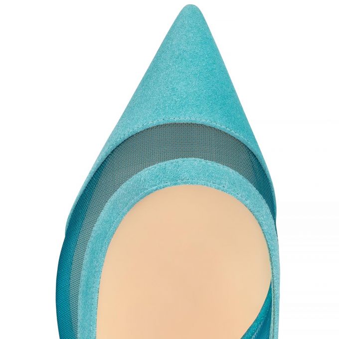 Christian Louboutin Galativi 000 Version Noumea Veau Velours Flats Ženske Flats Tirkizne | RS-51796