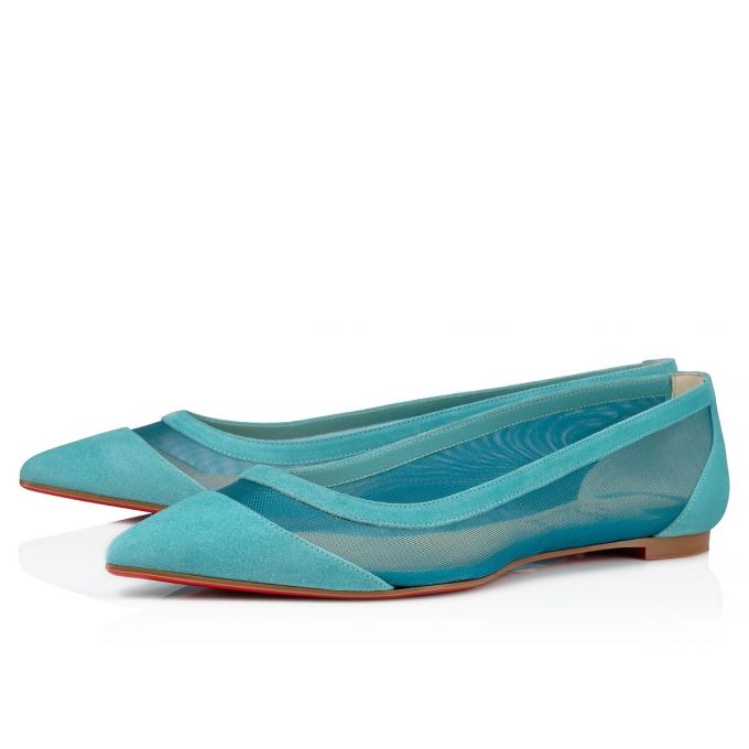 Christian Louboutin Galativi 000 Version Noumea Veau Velours Flats Ženske Flats Tirkizne | RS-51796