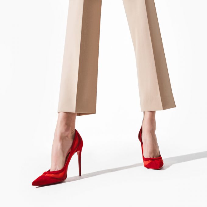 Christian Louboutin Galativi 100 100 Version Veau Velours Pumps Ženske Pumps Crvene | RS-01158