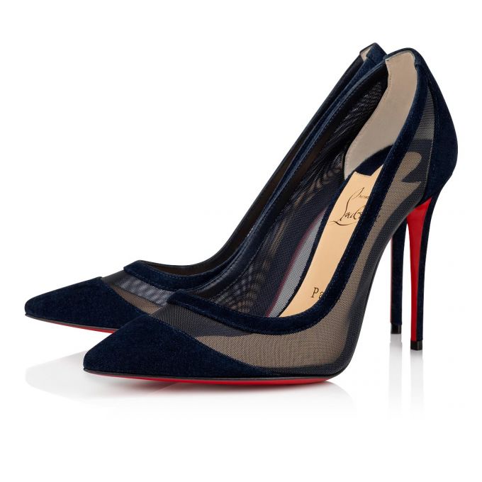 Christian Louboutin Galativi 100 100 Version Marine Veau Velours Pumps Ženske Pumps Tamnoplave | RS-79961