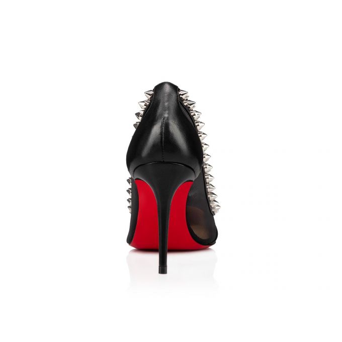 Christian Louboutin Galativi Spikes 85 Fishnet Pumps Ženske Pumps Crne Srebrne | RS-01176