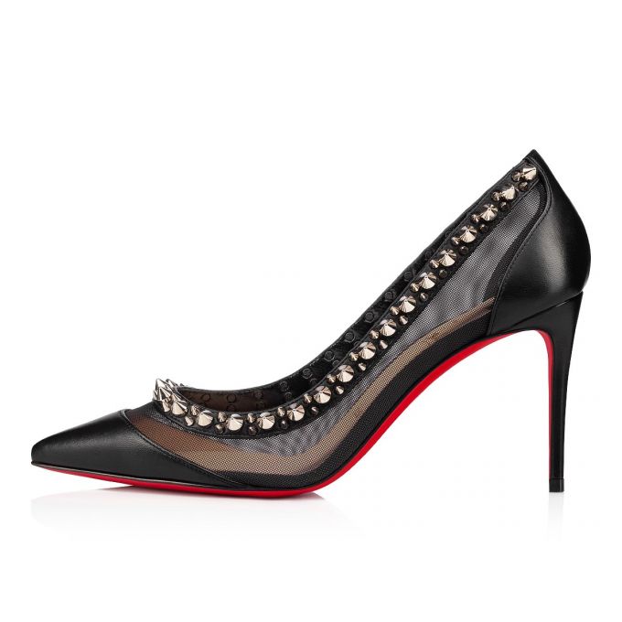 Christian Louboutin Galativi Spikes 85 Fishnet Pumps Ženske Pumps Crne Srebrne | RS-01176