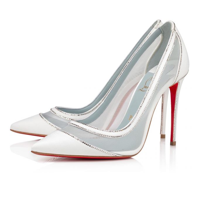 Christian Louboutin Galativi Strass 100 Crepe Sati 100 Version Pumps Ženske Pumps Bijele Plave | RS-41493