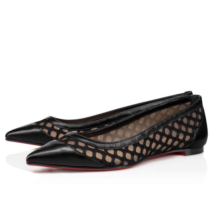 Christian Louboutin Galativi Version Lace Flats Ženske Flats Crne | RS-15722