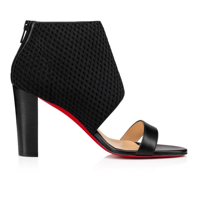 Christian Louboutin Georgette Boot 85 Lucido Mesh Sandals Ženske Sandale Crne | RS-47572