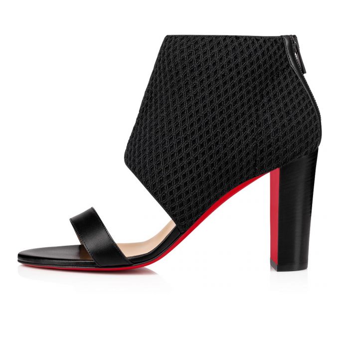 Christian Louboutin Georgette Boot 85 Lucido Mesh Sandals Ženske Sandale Crne | RS-47572