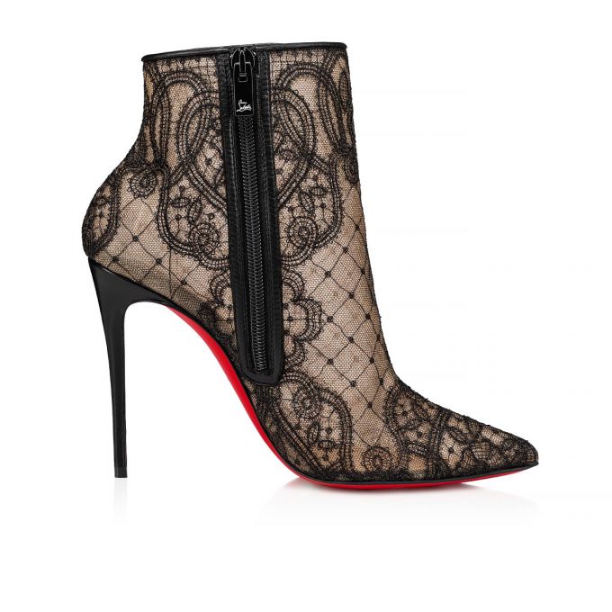 Christian Louboutin Gipsybootie 100 Version Lace Bootie Ženske Čizme Crne | RS-96747