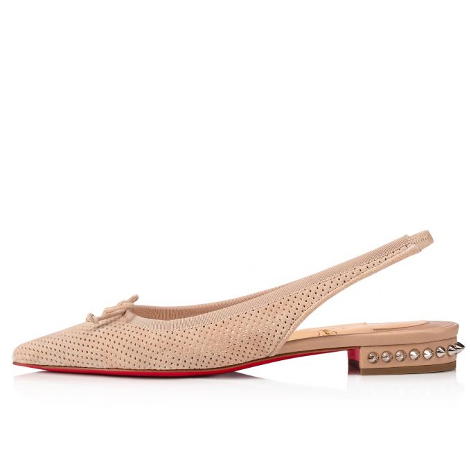 Christian Louboutin Hall Sling Veau Velours Flats Ženske Flats Bež | RS-92845